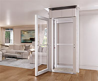 LUMA Homelift installed between two rooms in a modern open-concept home, emphasizing seamless integration