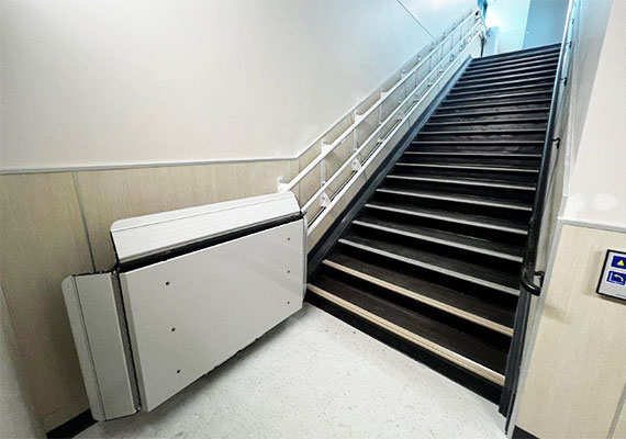Garaventa Lift Artira on the outside stairs in the public building
