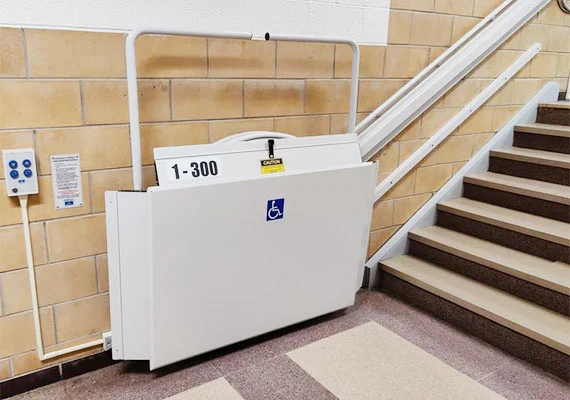 Garaventa Lift Artira on the outside stairs in the public building