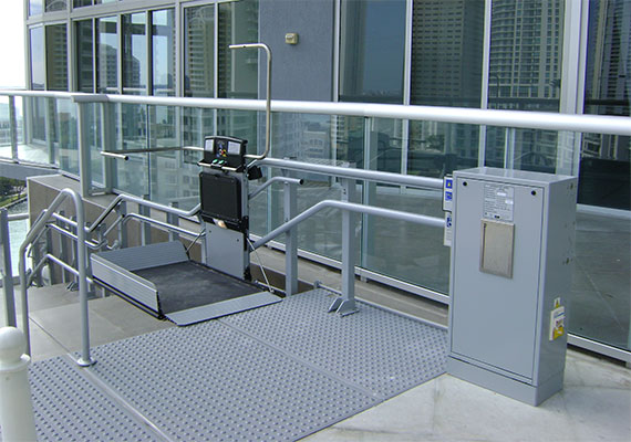 Garaventa Lift Artira on the outside stairs in the public building