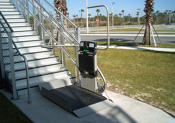 Garaventa Lift Artira on the outside stairs in the public building